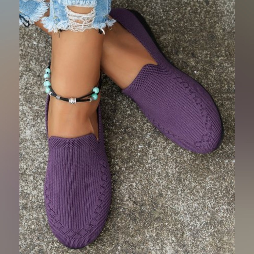 👣PAOTMBU Knit Texture Loafers in Purple footwear
